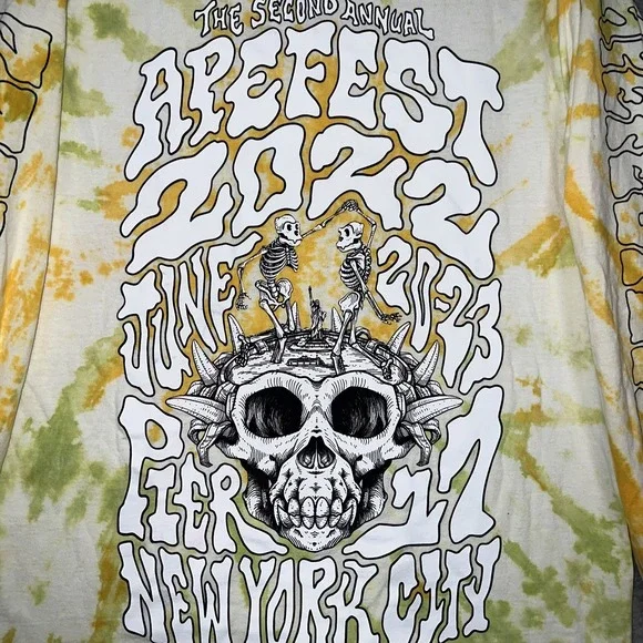 Ape Fest 2022 Bored Ape Yacht Club Shirt Men Sz S Yellow Tie Dye Long Sleeve Tee - Picture 4 of 7